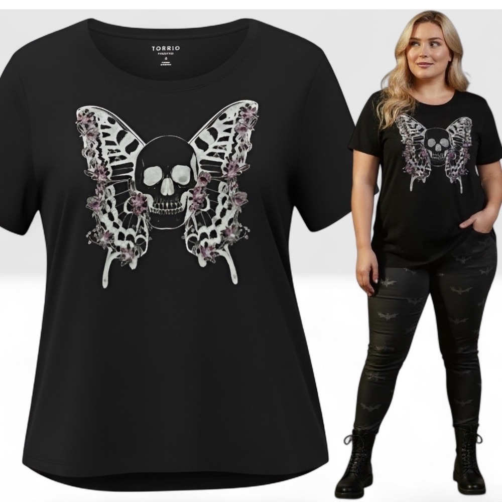 TORRID "Skull Butterfly" 100% Cotton T-Shirt Size 5X